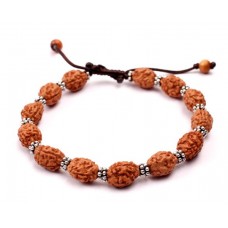 3 mukhi Mahajwala bracelet from Java with silver chakri in thread - 13mm