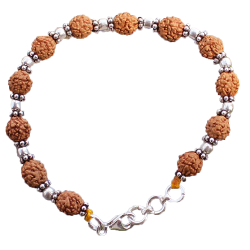 4 Mukhi Brahma Bracelet - Java in silver spacers