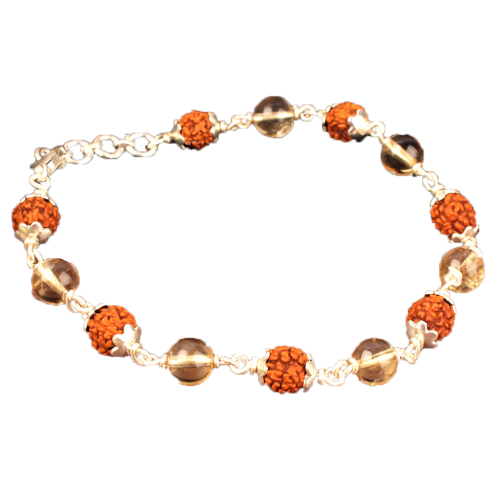 4 Mukhi Java Bracelet with Citrine Beads in Flower Capping