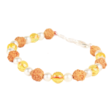 4 mukhi Java Bracelet with Citrine beads in silver balls