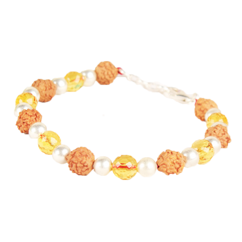 4 mukhi Java Bracelet with Citrine beads in silver balls