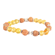 4 Mukhi Java Bracelet with Citrine Beads in Silver Chakri