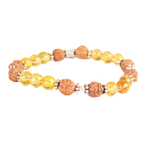 4 Mukhi Java Bracelet with Citrine Beads in Silver Chakri