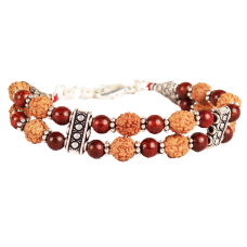 4 mukhi Java Double turn Bracelet with Red Sandalwood beads