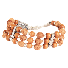 4 mukhi Java Triple turn Bracelet with Sandalwood beads