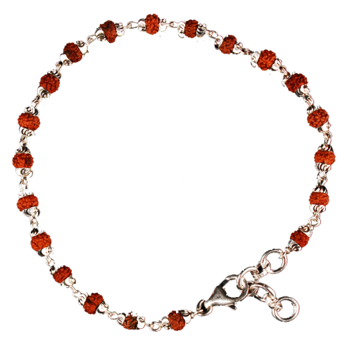 Rudraksha Bracelet in silver with self design caps - 4 mm