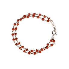 Rudraksha Bracelet in silver with self design caps - 4 mm - Double turn