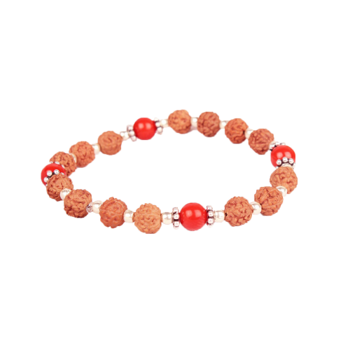 6 mukhi Java Bracelet with Coral