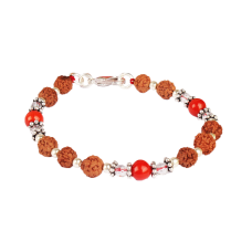 6 mukhi Java Bracelet with Coral and Sphatik