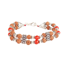 6 mukhi Java Double Turn Bracelet with Coral