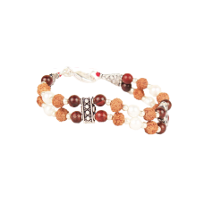 6 mukhi Java Double Turn Bracelet with Pearl and Red Sandalwood