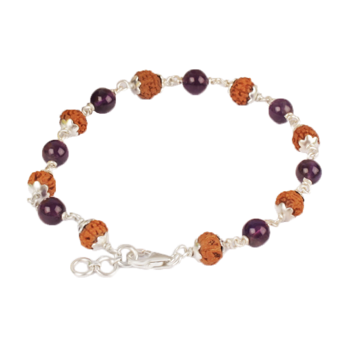 7 Mukhi with Amethyst Bracelet in Silver