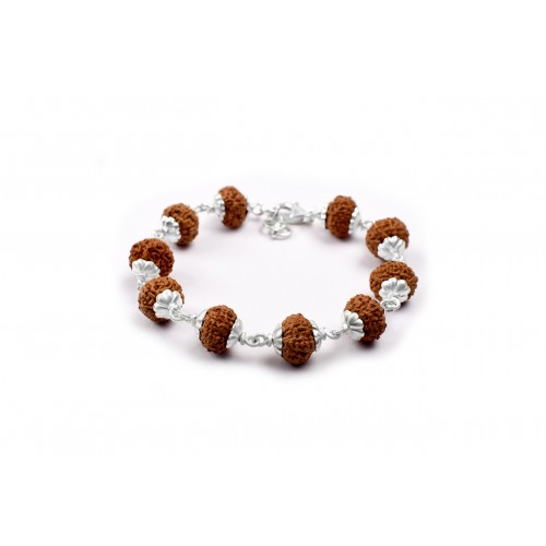 9 Mukhi Durga Shakti Bracelet from Java with Silver Capping 12 mm