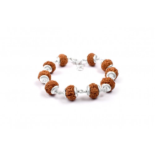9 Mukhi Durga Shakti Bracelet from Java with Silver Capping 15 mm