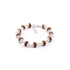 9 Mukhi Durga Shakti Bracelet from Java with Silver Capping 8 mm