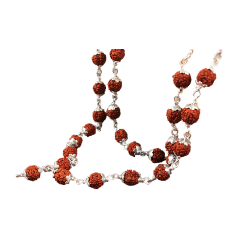 Rudraksha Mala in Silver Capping 7mm