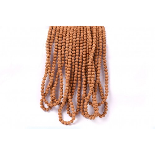 Semi Chikna Rudraksha Mala - Set of 9 - 6mm