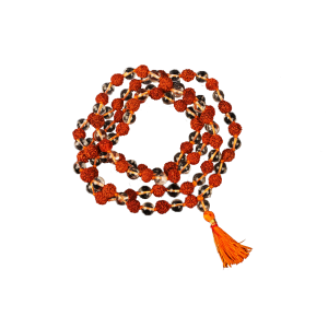5 Mukhi Rudraksha Mala with Sphatik 108 beads in Thread 6mm