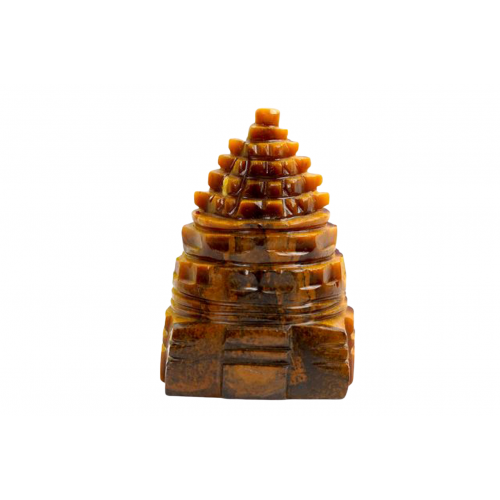 Shree Yantra Natural Tiger Eye Gemstone - 78 gms