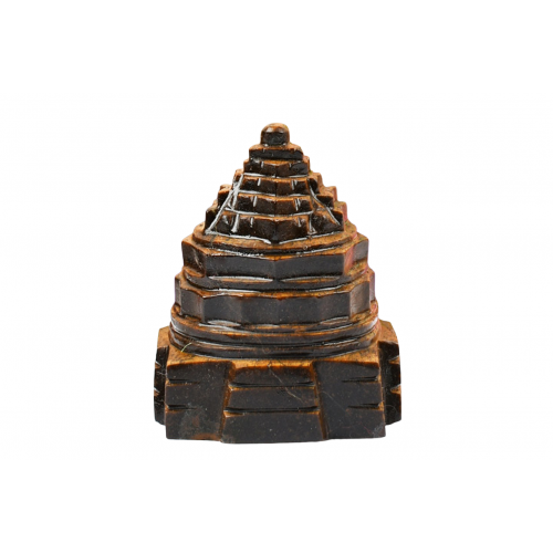 Shree Yantra Natural Tiger Eye Gemstone - 136 gms