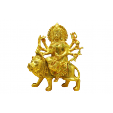 Goddess Durga On Lion Murti Brass Style - dii