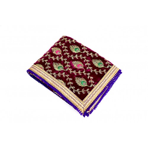 Velvet Embroidered Chunari Peacock Pattern