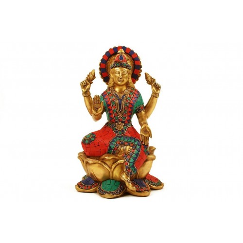 Brass Maa Laxmi Idol with Stone Work - ii