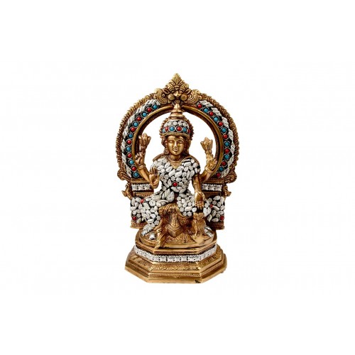 Brass Maa Laxmi Idol with Stone Work