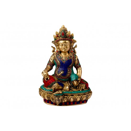 Kubera Idol in Brass With Stone Work