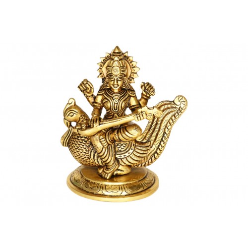 Goddess Saraswati Idol in Brass