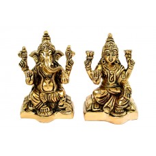 Brass Ganesh Laxmi Idol