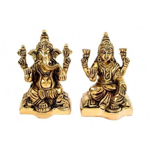 Brass Ganesh Laxmi Idol