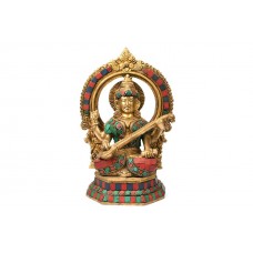 Goddess Saraswati idol With Stone Work - ii