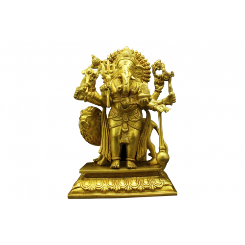 Ganesha with Lion in Brass