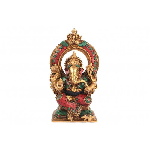 Mahaganapati in Brass with Stonework