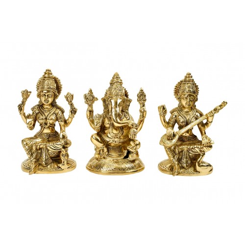 Lakshmi Ganesh Saraswati in Brass Set