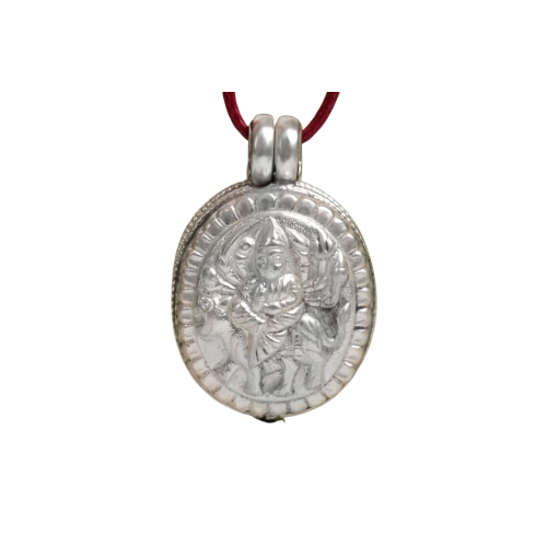 Durga Mata Locket in Pure Silver - design - viii