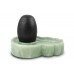 Black Narmada Shivling with Green Jade Yonibase - i