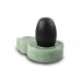 Black Narmada Shivling with Green Jade Yonibase - i