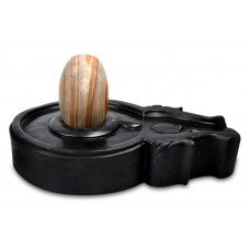 Narmada Shivling With Black Marble Yoni Base - vi