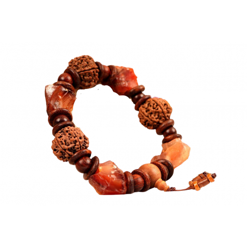 6 mukhi and Red Jade Gemstone Bracelet