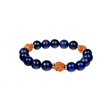 4 Mukhi Rudraksha and Lapis Lazuli Beads Bracelet - i