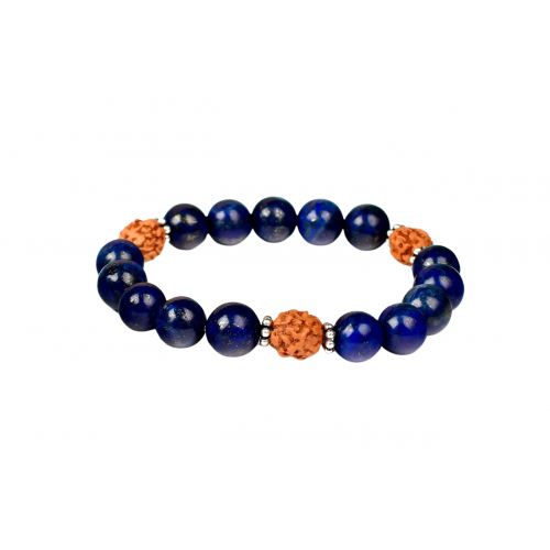 4 Mukhi Rudraksha and Lapis Lazuli Beads Bracelet - i