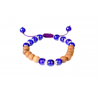 Blue Jade and Sandalwood Bracelet