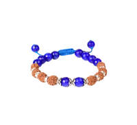 4 Mukhi Rudraksha and Blue Jade Faceted Bracelet