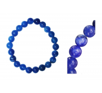 Blue Agate Round Bead Bracelet