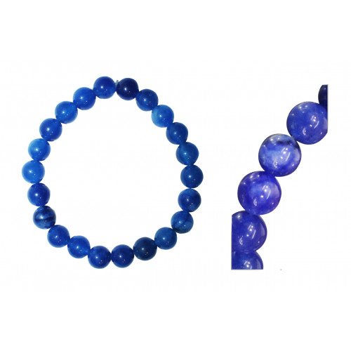 Blue Agate Round Bead Bracelet