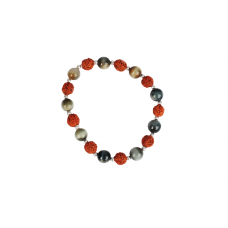 Rudraksha and Black Cats Eye Bracelet - Design II