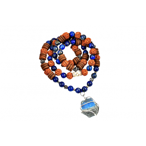 4 Mukhi Rudraksha and Lapis Lazuli Mala