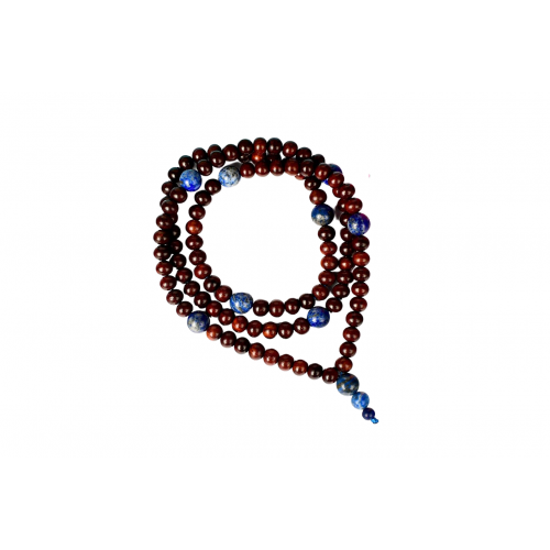 Red Sandalwood and Lapis Lazuli Mala